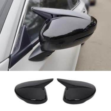 Imagem de XITER 2 peças ABS plástico buzina de boi capa de espelho lateral decoração exterior espelho retrovisor capa guarnição para acessórios Honda Civic 11ª geração 2022 2023 (preto brilhante)