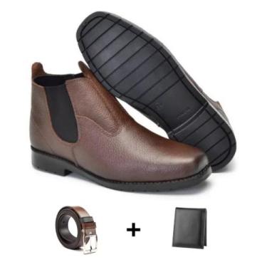 Imagem de Botina Masculina Bota Trabalho Confortável Acompanha Cinto e Carteira 