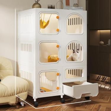 Imagem de Caixa para gatos, grande gaiola interna para gatos, cercadinho para gatos de 2/3 camadas, canil para gatos, fácil acesso superior/inferior de 2 portas, local de exercícios ideal para gatos, canil de