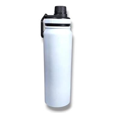 Imagem de Garrafa Térmica Esportiva 800ml - Inox Isolada a Vácuo, Mantém Água Quente ou Gelada por Mais Tempo Academia Corrida Uso Diário (Branco)