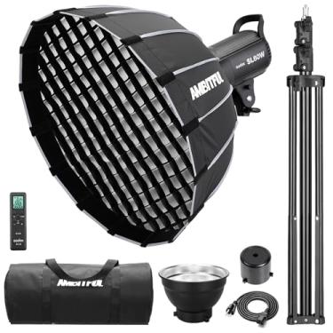 Imagem de Godox SL-60W CRI 95+ Luz de vídeo LED SL60W branca 5600K Versão 60WS Bowens Mount com caixa macia de instalação rápida AMBITFUL P60, bolsa de transporte, suporte de luz