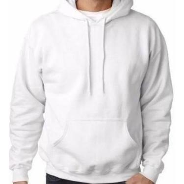 Imagem de Moletom Liso Masculino E Feminino Blusa De Frio Canguru Branco - Magic