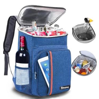 Imagem de Mochila Térmica Bolsa Isolamento Grande Espaçosa Alça Costa Impermeavel Reforçada Resistente Acampamento Camping Viagem Praia Cooler (Azul)