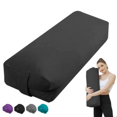 Imagem de Almofada Yoga Bolster, esponja de resíduos restauradora OkSay, preta