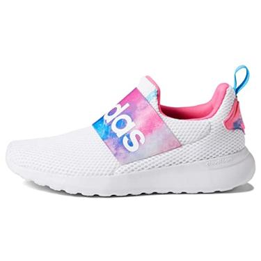 Imagem de adidas Tênis de corrida infantil unissex Lite Racer Adapt 4.0, Branco/Sky Rush/Rosa solar (slip-on), 5.5 Toddler