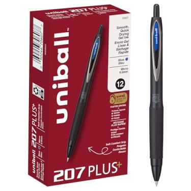 Imagem de Uniball 207 Plus+ canetas de gel retráteis, micro ponta (0,5 mm), azul, pacote com 12