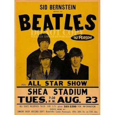 Imagem de Pôster The Beatles Concert 28 x 38 cm - Live 1966 Shea Stadium Show - Legendary American Performance - Evento Histórico - Anos 60 - Rock and Roll - Invasão Britânica - Beatlemania - Fab 4 - Música