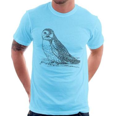 Imagem de Camiseta Coruja Traços - Foca na Moda, Azul bebê, P