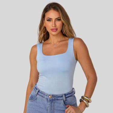 Imagem de Blusa Feminina De Suplex Regatinha ML - Mayara Manzano, GG, Azul claro