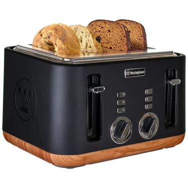 Imagem de Torradeira Elétrica de 4 Fatias com 3 Modos de Controle, Aço Inoxidável, 110V 1500W, Westinghouse, Preto