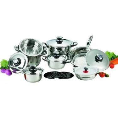 Imagem de Jogo De Panelas Completo Inox Aço Cirurgico Padrão Europeu - Sa, Songl