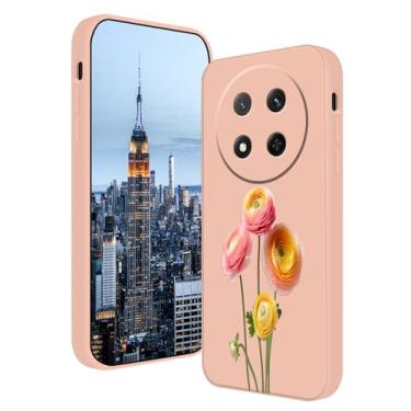 Imagem de Anlalish Capa de silicone compatível com Honor Magic 7 Lite, estampa floral ultrafina para mulheres, capa de telefone floral para Honor Magic 7 Lite antiarranhões (rosa)