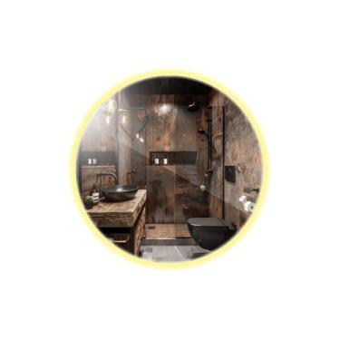 Imagem de Espelho Redondo Lapidado 100x100 Cm Led Decorativo (Quente)