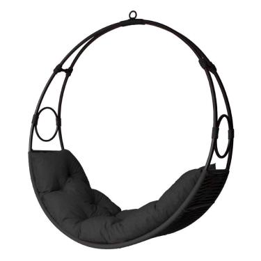 Imagem de Cadeira De Balanço Lua Suspenso Em Corda Náutica Preto/preto