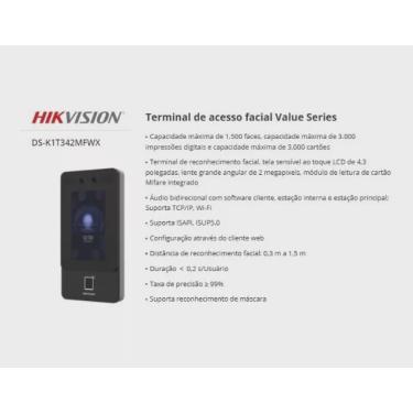 Imagem de Controle De Acesso Facial Hikvision Ds-k1t342mfwx 6000 faces