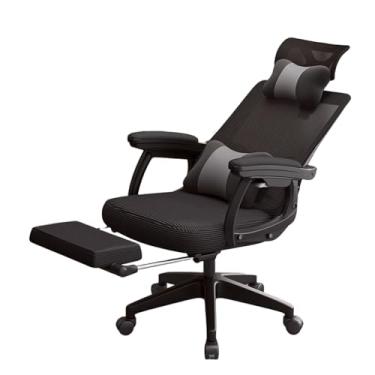 Imagem de Lzyjckh Cadeiras giratórias de trabalho com encosto alto em malha Cadeira ergonômica para escritório com apoio para os pés Cadeira para mesa de computador de escritório para casa, escritório,Black