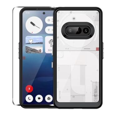 Imagem de Covthch Capa para celular 3a com protetor de tela, Nothing Phone 3a 17.2 cm, capa fosca de proteção contra quedas de grau militar, capa protetora resistente à prova de choque (preto)