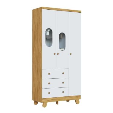 Imagem de Guarda Roupa Infantil Moveis Peroba Pingo 03 portas MDF 