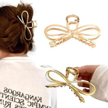 Imagem de 2 Prendedor De Cabelo Piranha Presilha Lacinho Metal Moda Luxo Grande 