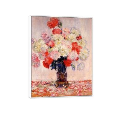 Imagem de MUHJDYC Pôster de arte de parede de flores - reprodução de impressões em tela famosa - quadro branco para decoração de sala de estar (vaso de peônias) 20x25cm-8x10in
