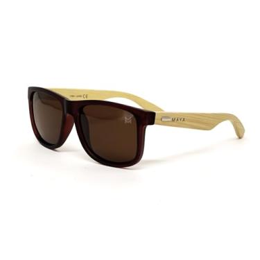 Imagem de Óculos De Sol Quadrado Bambu Premium Maya Classic Original (Marrom)