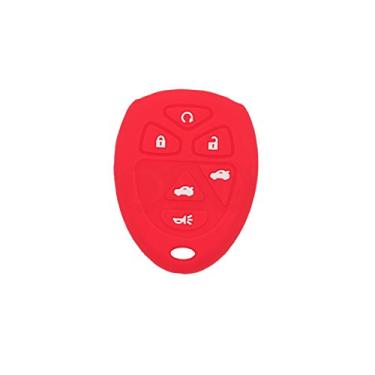 Imagem de SEGADEN Capa protetora de silicone com suporte de capa compatível com CHEVROLET BUICK GMC CADILLAC SATURN chaveiro remoto de 6 botões CV4608 vermelho