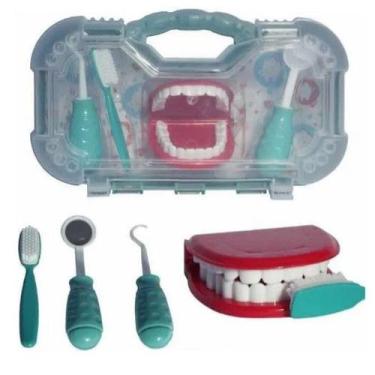 Imagem de Brinquedo Infantil Maleta Kit Dentista Verde Brinquedo Educativo Odont