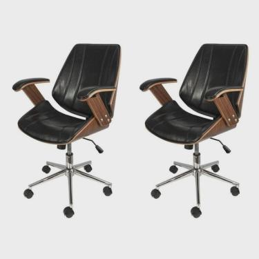Imagem de Kit 2 Cadeiras para Escritório Diretor Bergen Baixa 3331 Preto