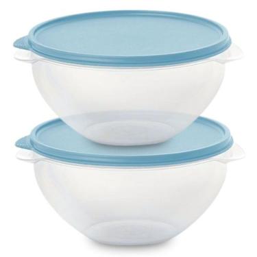 Imagem de Kit 2 Pote de Plástico Hermético 1L Marmita C/ Tampa Bowl Redondo Tije