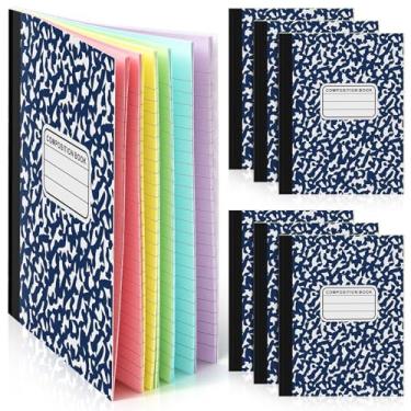 Imagem de Henoyso 6 cadernos de papel colorido com 120 páginas, 24,8 cm x 19 cm, caderno de papel pautado colorido neon brilhante, cadernos de composição larga, diários a granel para material escolar de