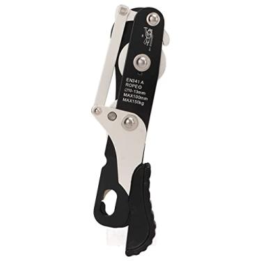 Imagem de Manual de escalada Descender liga de alumínio auto bloqueio Downhill dispositivo para Outdoor Rock Escalada Caverna Exploração Alta Resistência Leve Durable 150kg Load Bearing