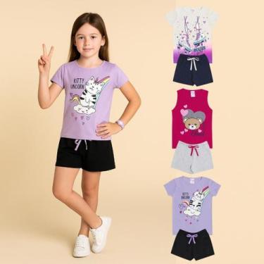 Imagem de Kit Sortido 6 Peças de Roupas Infantil Menina Kit 3 Conjuntos Infantil