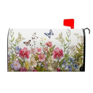 Imagem de Kawani Capa Para Caixa De Correio Boas-Vindas Da Primavera - Magnética, Com Flores Coloridas E Design Borboletas Tamanho Padrão 18 X 21 Polegadas Envoltório Floral Verão Casa, Área Externa Jardim