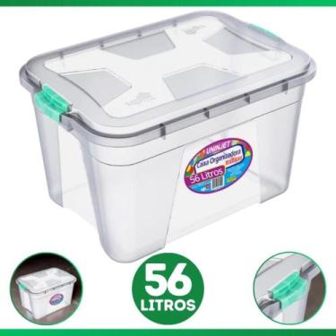 Imagem de Caixa Organizadora com tampa trava Multiuso Transparente 56 Litros - U