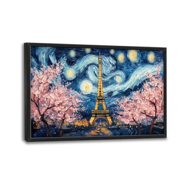 Imagem de Arte de parede da Torre Eiffel, imagens de flor de cerejeira, decoração de parede, tela de paisagem, pintura de Van Gogh, arte moderna, decoração de casa, sala de estar, banheiro, quarto, escritório,