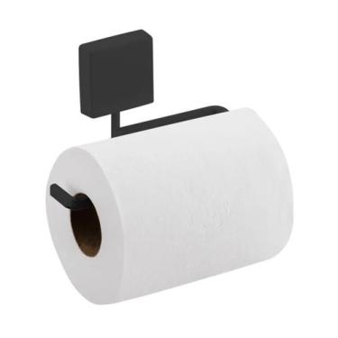 Imagem de Suporte Porta Papel Higiênico Parede Banheiro Preto Fosco - 8552PT Fut