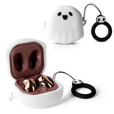 Imagem de Suublg Capa protetora de silicone para fones de ouvido com chaveiro para fones de ouvido Samsung Galaxy Buds2 Pro (2022)/Galaxy Buds 2 (2021)/Galaxy Buds Pro (2021)/Galaxy Buds Live Earphones (2020) (GhostWT)