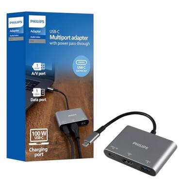 Imagem de Philips Hub USB C para adaptador multiportas, passagem de energia 3 em 1, HDMI 4k@30Hz, porta de carregamento USB C de 60 W, porta USB 3.0 de 5 Gbps para MacBook Pro, MacBook Air, estação de ancoragem