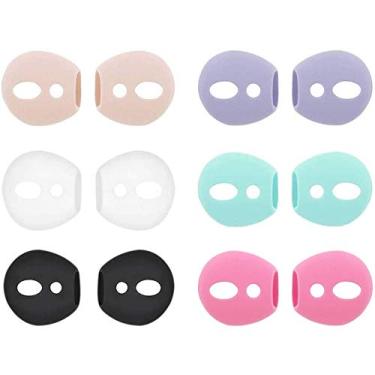 Imagem de Fones de ouvido intra-auriculares para fones de ouvido Air Pods, Bluetooth ultrafino, encaixe em estojo de carregamento para Air Pods 1 e Air Pods 2, 6 pares, branco, preto, rosa, roxo, dourado, verde