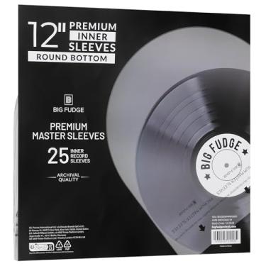 Imagem de Big Fudge Capas para discos de vinil de 30,5 cm – mangas internas de fundo arredondado, pacote com 25 – capas de vinil antiestática de papel de arroz sem ácido – acessórios protegem álbuns LP de