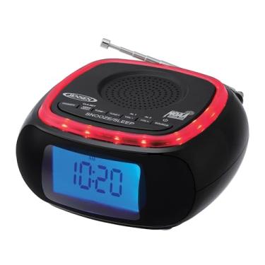 Imagem de Relógio despertador digital AM/FM com NOAA All Haza RDS alerta climático e anel indicador de alerta LED vermelho montado na parte superior