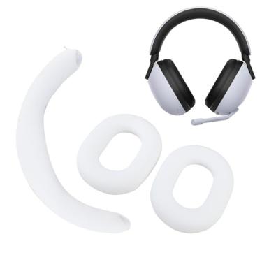 Imagem de Protetores auriculares de reposição para fones de ouvido INZONE H7/H9, protetores auriculares de silicone antisuor com capa de silicone para a faixa de cabeça (Branco)
