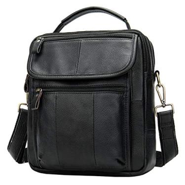 Imagem de Bolsa carteiro masculina Hebetag de couro para ombro, #13black(s), 22cm(W)x7.5cm(D)x24.5cm(H)(8.66"x2.95"x9.64")