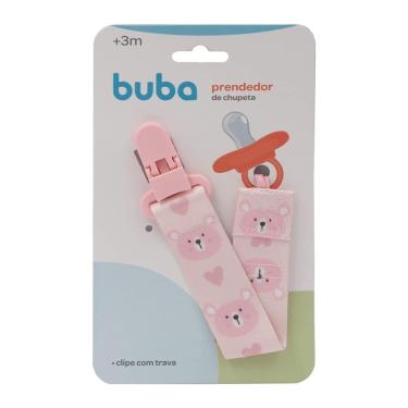 Imagem de Prendedor de Chupeta Buba Clip com Trava 3+ Meses Rosa 1 Unidade