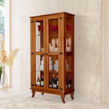 Imagem de Cristaleira de Madeira Antiga com 2 Portas de Vidro Bella Lunna Castan