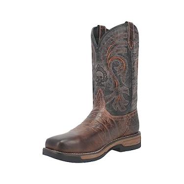 Imagem de Laredo Bota masculina Hawke marrom / preta bico quadrado largo 28 cm 6920-LAR, Marrom, 39