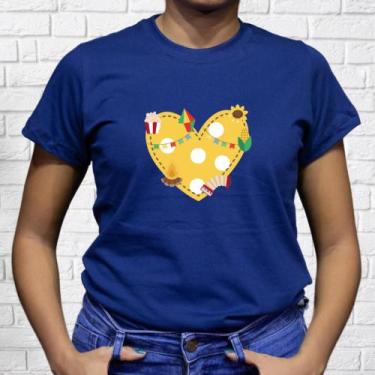 Imagem de Camiseta babylook estampa festa junina arraiá na escola coração com de