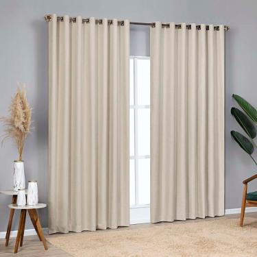 Imagem de Cortina Blackout Linho Corta Luz 4,00x2,70m Varão 4m - Areia