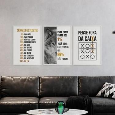 Imagem de Kit 3 Quadros Lobo Empreendedorismo 33X24Cm Preta - Quadros On-Line