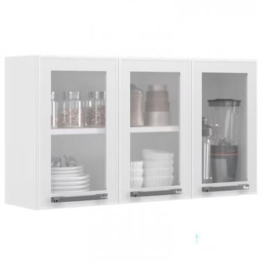 Imagem de Armário Aéreo Triplo Itatiaia Florença Com 3 Portas E 2 Prat Branco